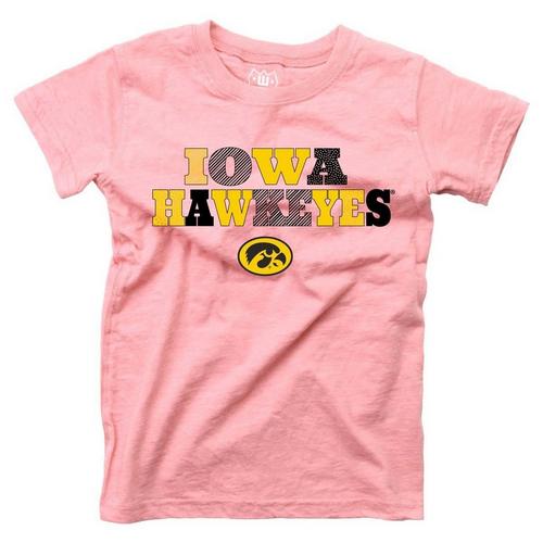 Wes and Willy Girls' Iowa Hawkeyes Pink Basic Logo T-Shirt - Primary Image