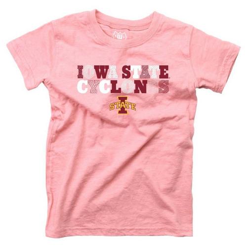 Wes and Willy Girls' Iowa State Cyclones Pink Basic Logo T-Shirt - Primary Image
