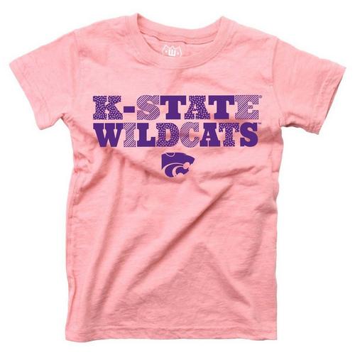 Wes and Willy Girls' Kansas State Wildcats Pink Basic Logo T-Shirt - Primary Image