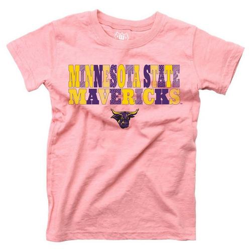 Wes and Willy Girls' Minnesota State Mavericks Pink Basic Logo T-Shirt - Primary Image