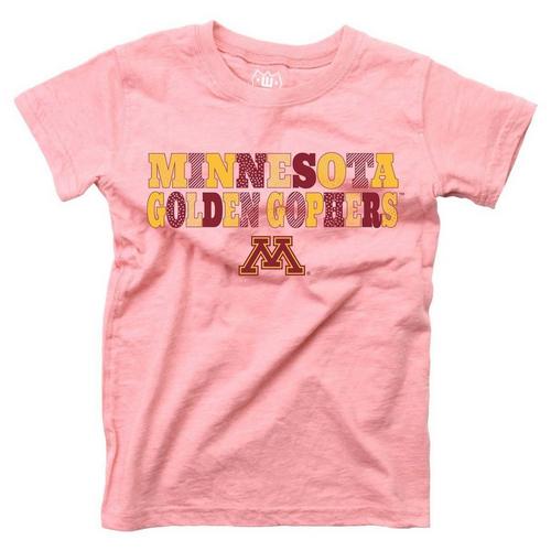 Wes and Willy Kids' Girls' Minnesota Golden Gophers Pink Basic Logo T-Shirt - Primary Image