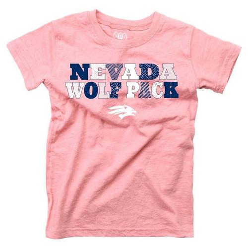 Wes and Willy Girls' Nevada Wolf Pack Pink Basic Logo T-Shirt - Primary Image