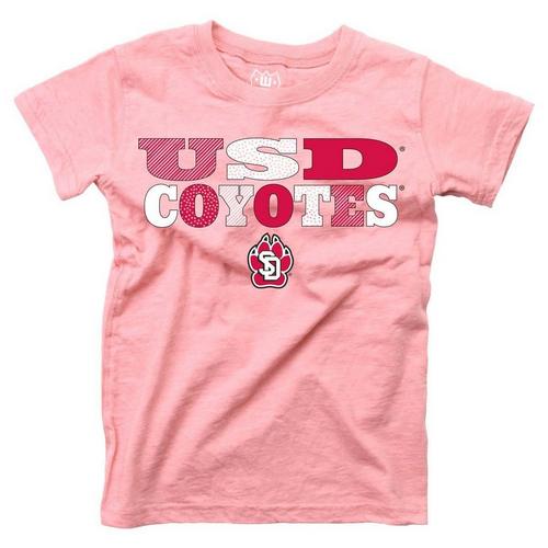 Wes and Willy Girls' South Dakota Coyotes Pink Basic Logo T-Shirt - Primary Image