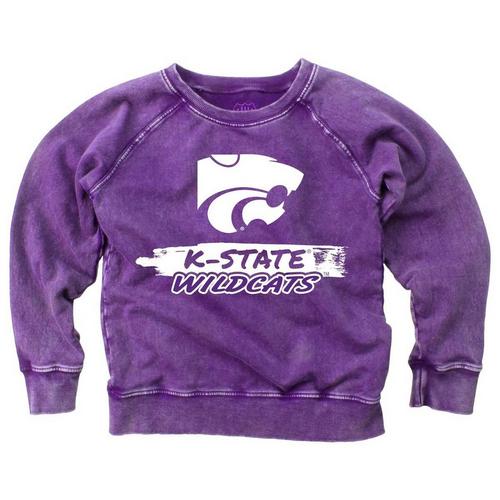 Wes and Willy Girls' Kansas State Wildcats Washed Crew - Primary Image