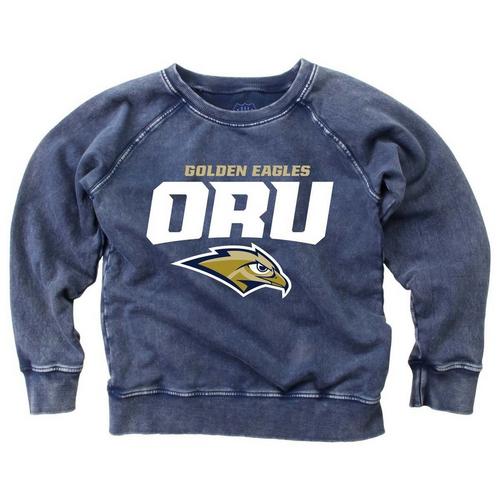 Wes and Willy Girls' Oral Roberts Golden Eagles Washed Crew - Primary Image