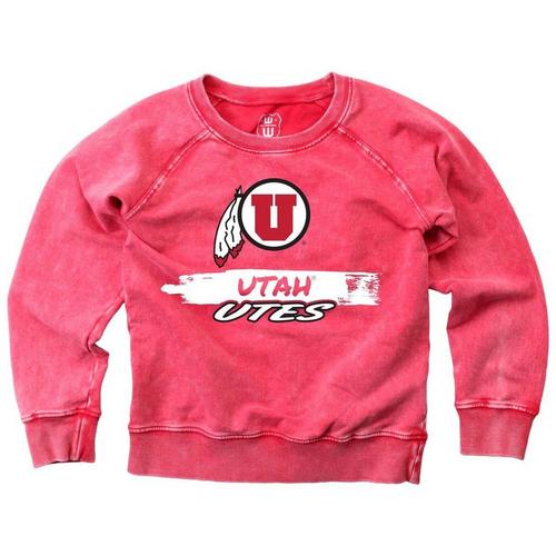 Wes and Willy Girls' Utah Utes Washed Crew - Primary Image