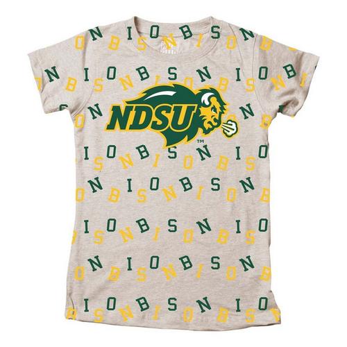 Wes and Willy Girls' North Dakota State Bison All Over Print T-Shirt - Primary Image