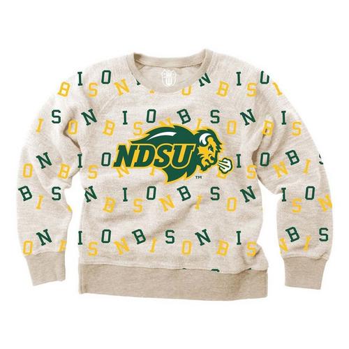 Wes and Willy Kids Girls' North Dakota State Bison All Over Crew - Primary Image