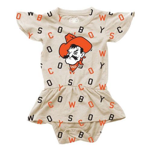Wes and Willy Baby Oklahoma State Cowboys All-Over Print Ruffle Onesie - Primary Image