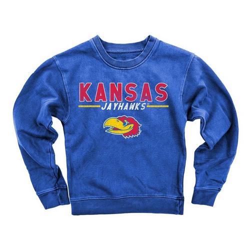 Wes and Willy Girls' Kansas Jayhawks Fleece Crew - Primary Image