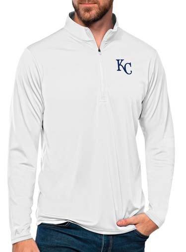 Antigua Men's White Kansas City Royals Tribute Quarter-Zip Pullover Top - White