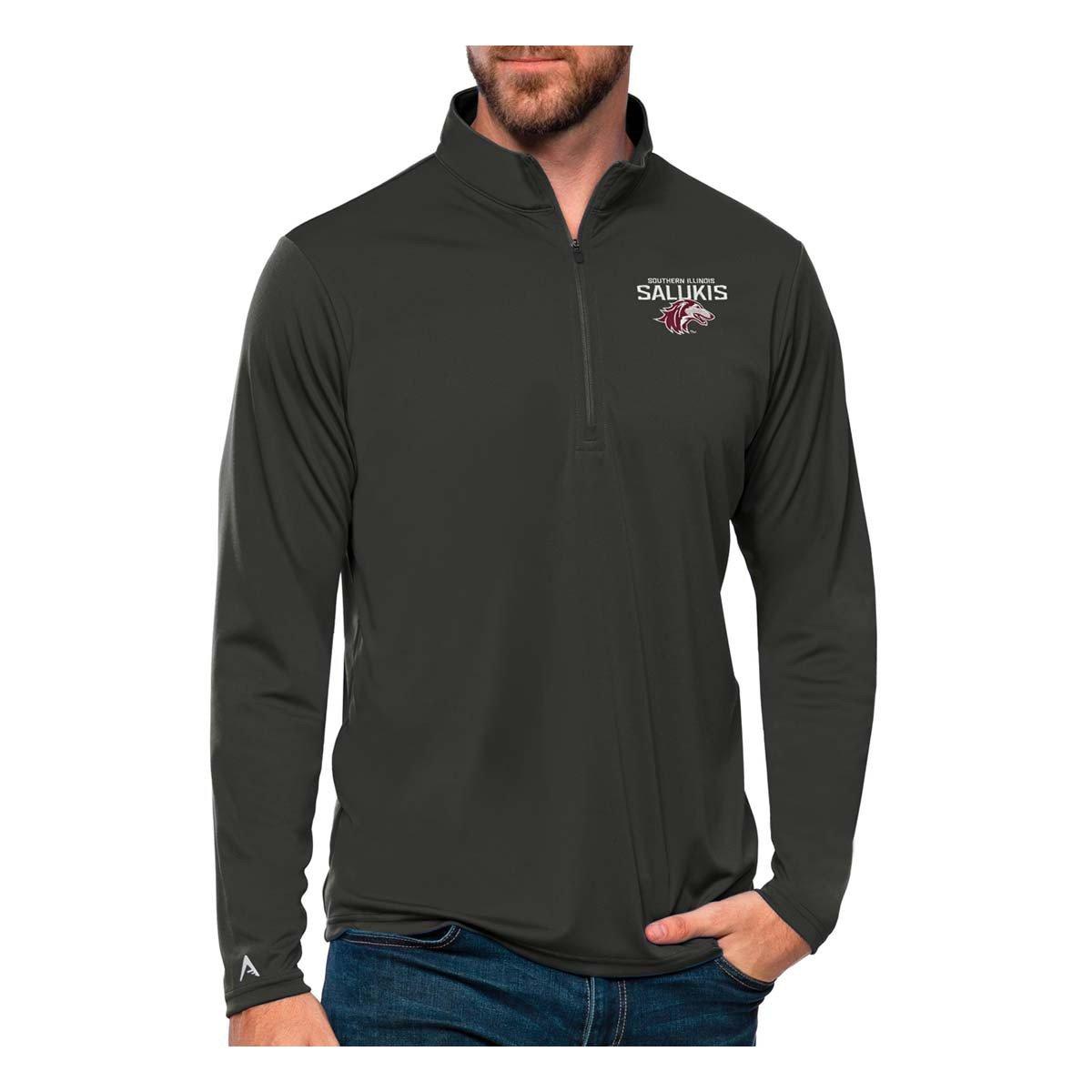 Antigua Men's Southern Illinois Salukis Smoke Tribute Quarter-Zip Shirt, XXL, Gray
