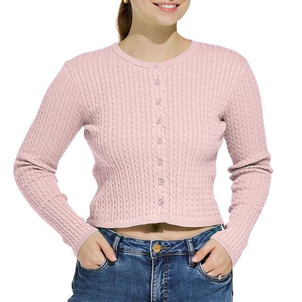 Women's By Together Cardigan Cable Knit Button Front Medium Pink