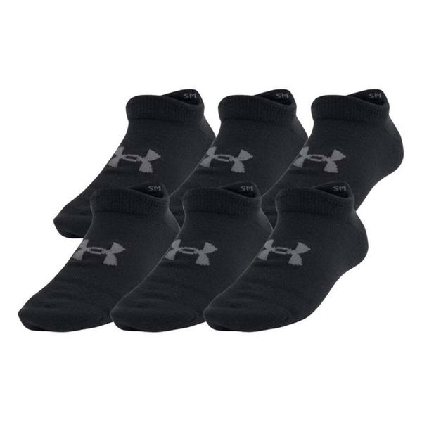 Kids' Under Armour Essential No Show Socks Medium Black 6 Pack