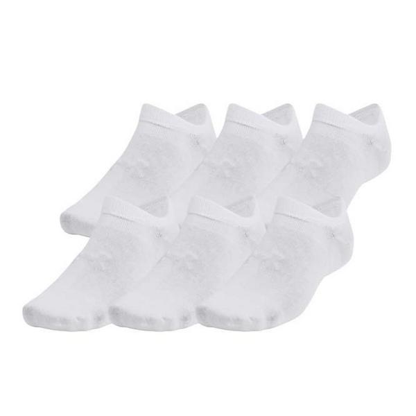 Under Armour Essential No Show Socks Medium White 6 Pack