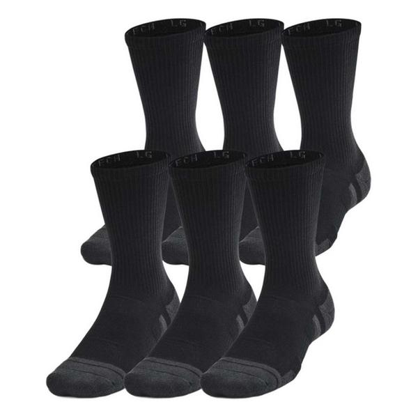 Men's Under Armour Performance Tech Crew Socks XLarge Black 6 Pack