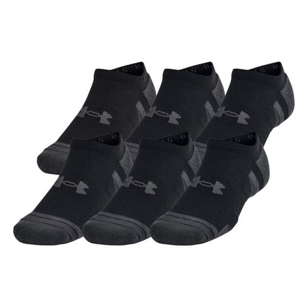 Under Armour Performance Tech No Show Socks Large Black/Grey 6 Pack