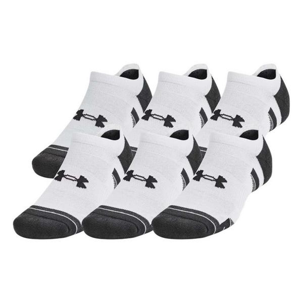 Under Armour Performance Tech No Show Socks Large White/Grey 6 Pack