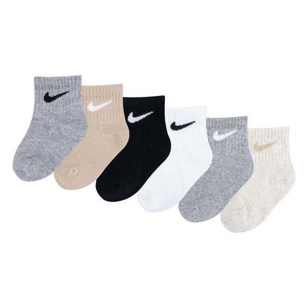 Kids' Nike Baby/Toddler Swoosh 6 Pack Ankle Socks Infant 12/24 mo. Grey/Black 6 Pack