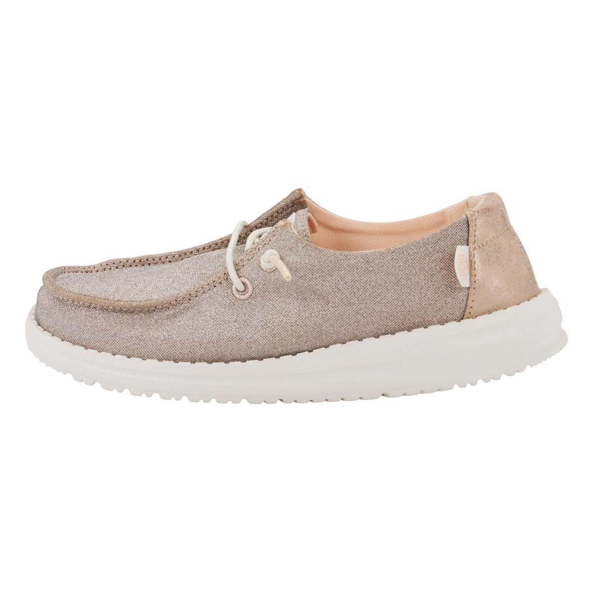 Hey Dude Kids Shoes, Wendy Metallic Sparkle, Rose Gold, 32