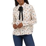 Women's Wrangler Tie Neck Blouse Long Sleeve Button Up Shirt - Thumbnail 1 of 5