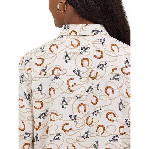 Women's Wrangler Retro Stripe Slim Western Snap Long Sleeve Button Up Shirt - Primary Image