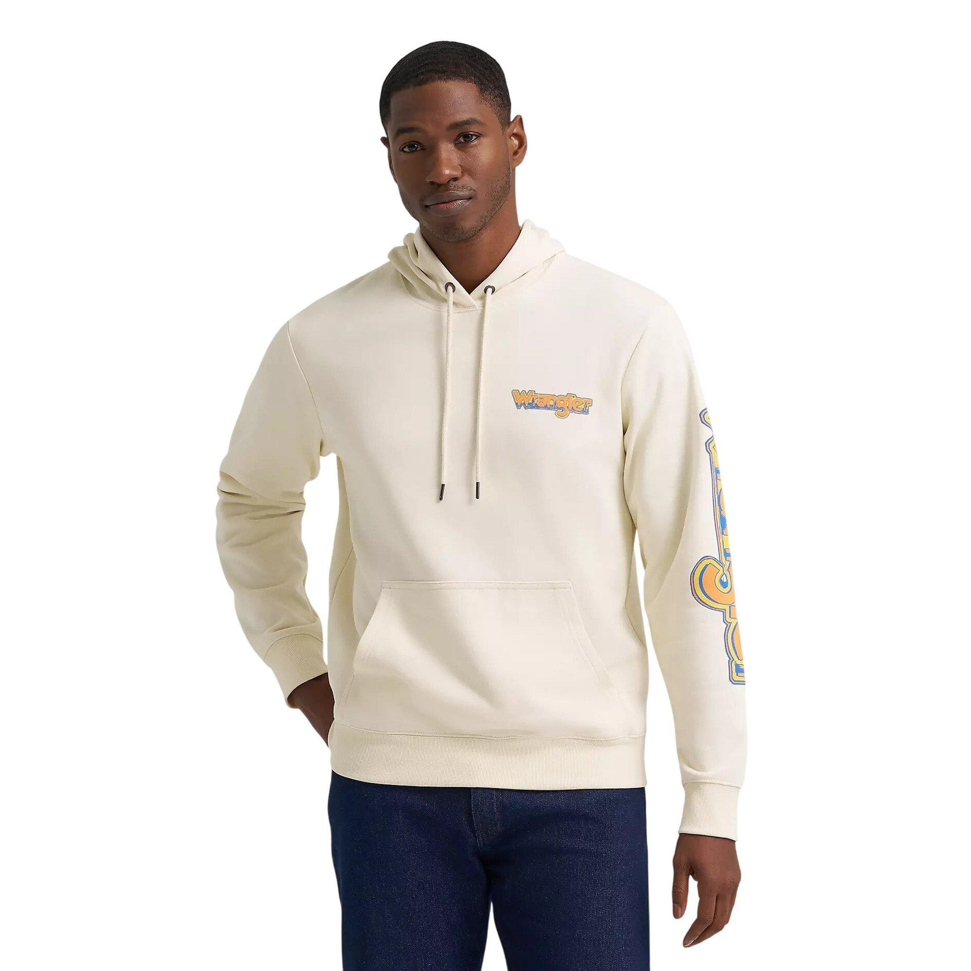 Men's Wrangler Rodeo Action Back Graphic Pullover Hoodie in Antique White