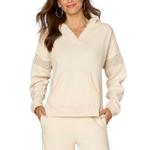 Women's Democracy Half Placket Mixed Media Long Sleeve Hooded Shirt - Thumbnail 1 of 3