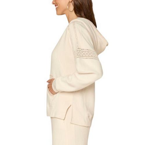 Women's Democracy Half Placket Mixed Media Long Sleeve Hooded Shirt - Primary Image