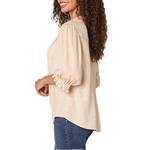 Women's Democracy Crochet Detail 3/4 Sleeve Notch Neck Blouse - Thumbnail 2 of 4