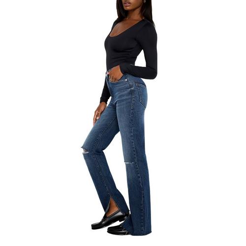 Women's GOOD AMERICAN Good Boy Slit Slim Fit Straight Jeans - Primary Image