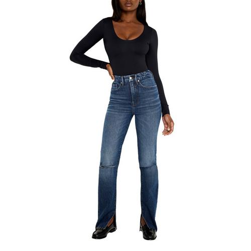 Women's GOOD AMERICAN Good Boy Slit Slim Fit Straight Jeans - Primary Image