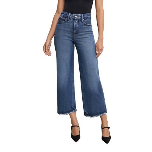 Women's GOOD AMERICAN Soft-Tech Good Waist Cropped Palazzo Wide Leg Jeans - Primary Image