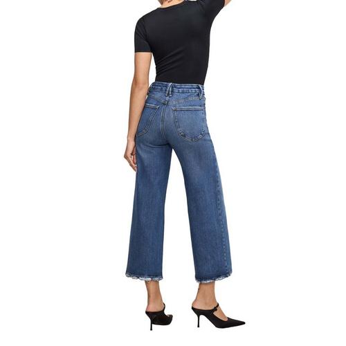 Women's GOOD AMERICAN Soft-Tech Good Waist Cropped Palazzo Wide Leg Jeans - Primary Image