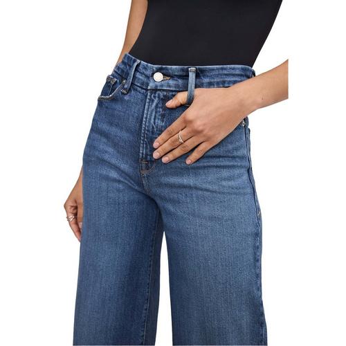 Women's GOOD AMERICAN Soft-Tech Good Waist Cropped Palazzo Wide Leg Jeans - Primary Image
