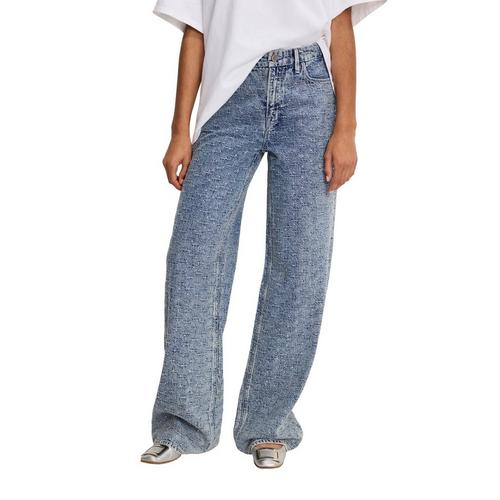 Women's GOOD AMERICAN Good Skate Crystal Wide Leg Jeans - Primary Image