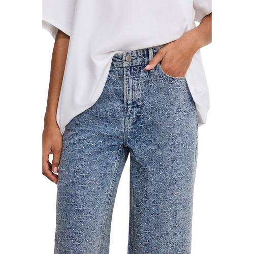 Women's GOOD AMERICAN Good Skate Crystal Wide Leg Jeans - Primary Image