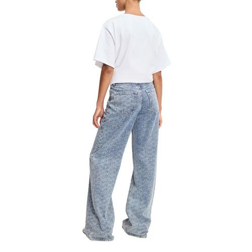 Women's GOOD AMERICAN Good Skate Crystal Wide Leg Jeans - Primary Image