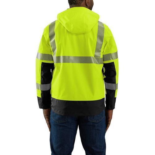 Men's Carhartt High-Visibility Storm Defender Hooded Rain Jacket - Primary Image