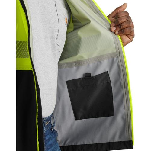 Men's Carhartt High-Visibility Storm Defender Hooded Rain Jacket - Primary Image
