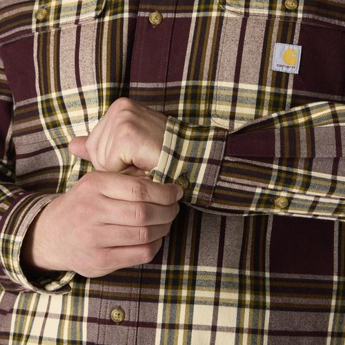 Men's Carhartt Loose Fit Heavyweight Flannel Plaid Long Sleeve Button Up Shirt - Primary Image