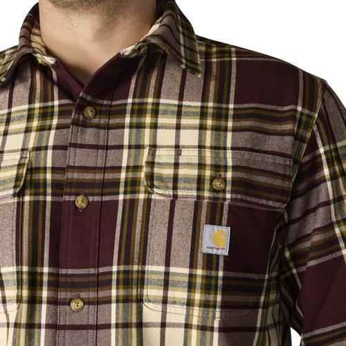 Men's Carhartt Loose Fit Heavyweight Flannel Plaid Long Sleeve Button Up Shirt - Primary Image
