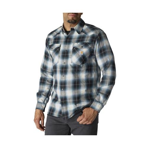 Men's Carhartt Montana Rugged Flex Lightweight Snap-Front Plaid Long Sleeve Button Up Shirt - Primary Image