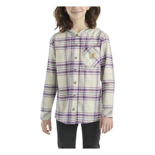 Girls' Carhartt Button Down Flannel Long Sleeve Hooded T-Shirt - Primary Image