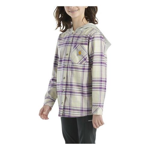 Girls' Carhartt Button Down Flannel Long Sleeve Hooded T-Shirt - Primary Image