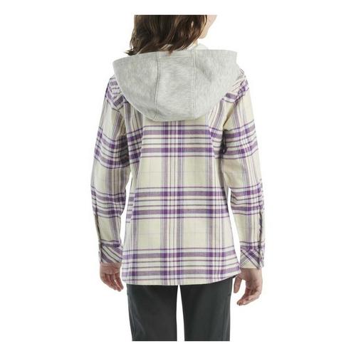 Girls' Carhartt Button Down Flannel Long Sleeve Hooded T-Shirt - Primary Image
