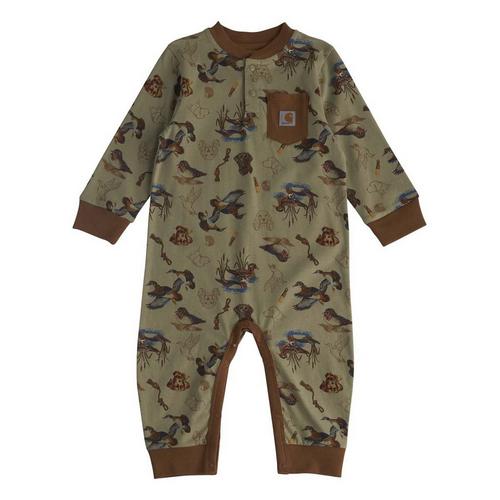 Baby Carhartt Duck Print Long Sleeve Coverall - Primary Image