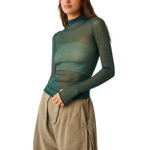 Women's Free People On The Dot Long Sleeve Mock Neck Shirt