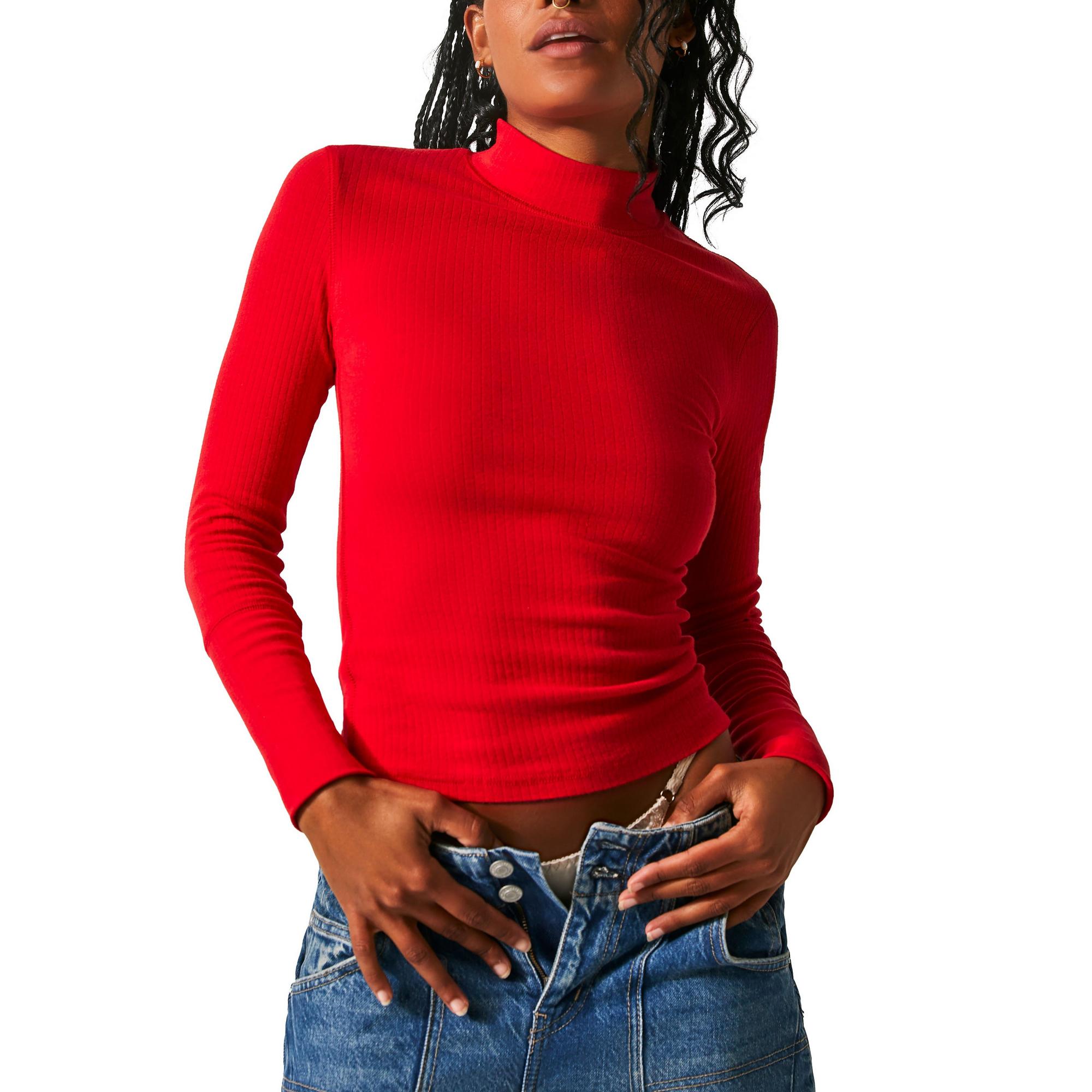Women's Free People Rickie Long Sleeve Mock Neck Shirt