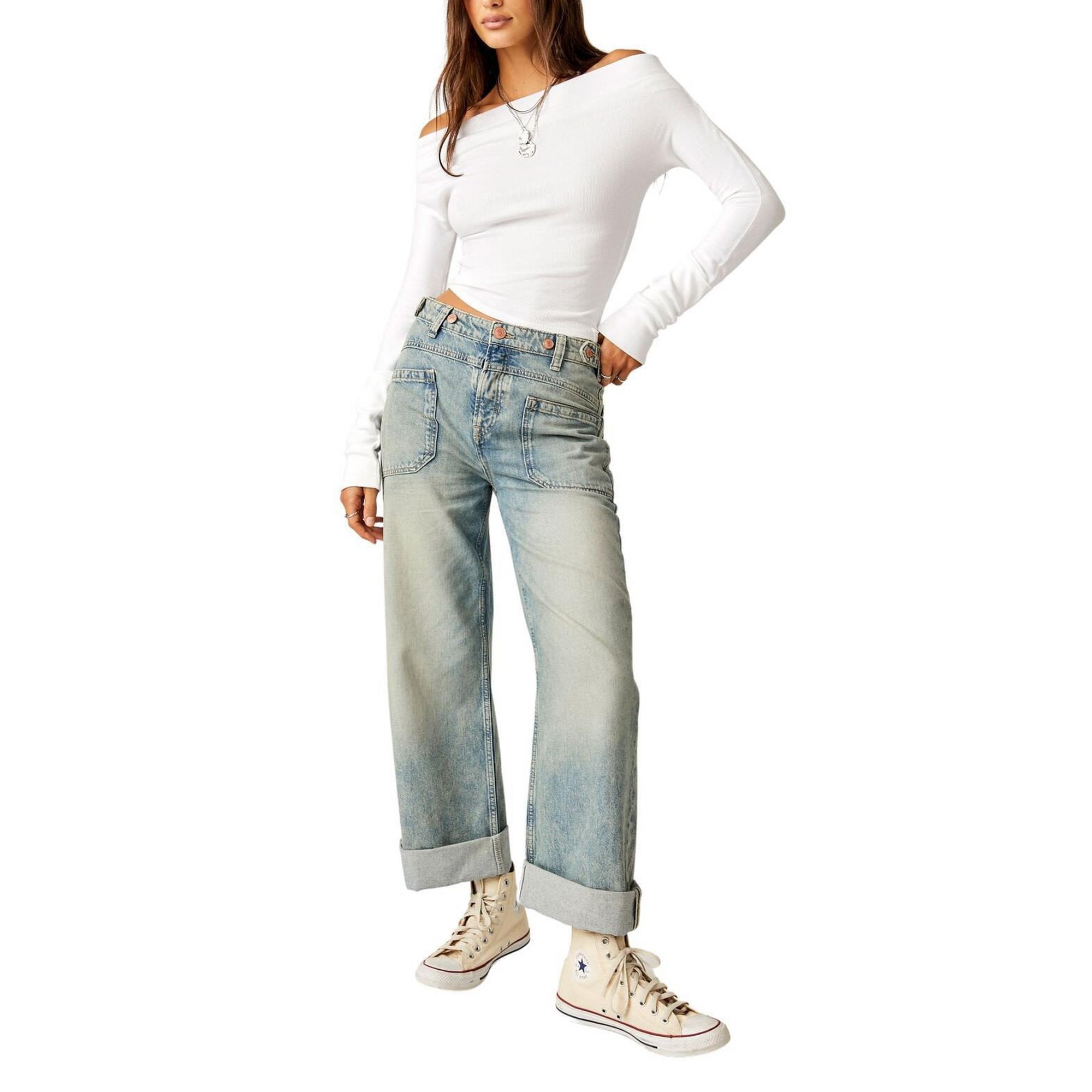 Women's Free People Palmer Cuffed Relaxed Fit Straight Jeans